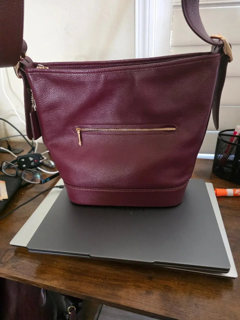 Coach Jules Hobo Purse Burgundy